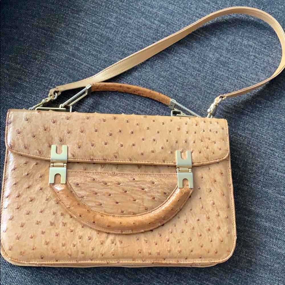Timeless genuine ostrich skin elegant satchel